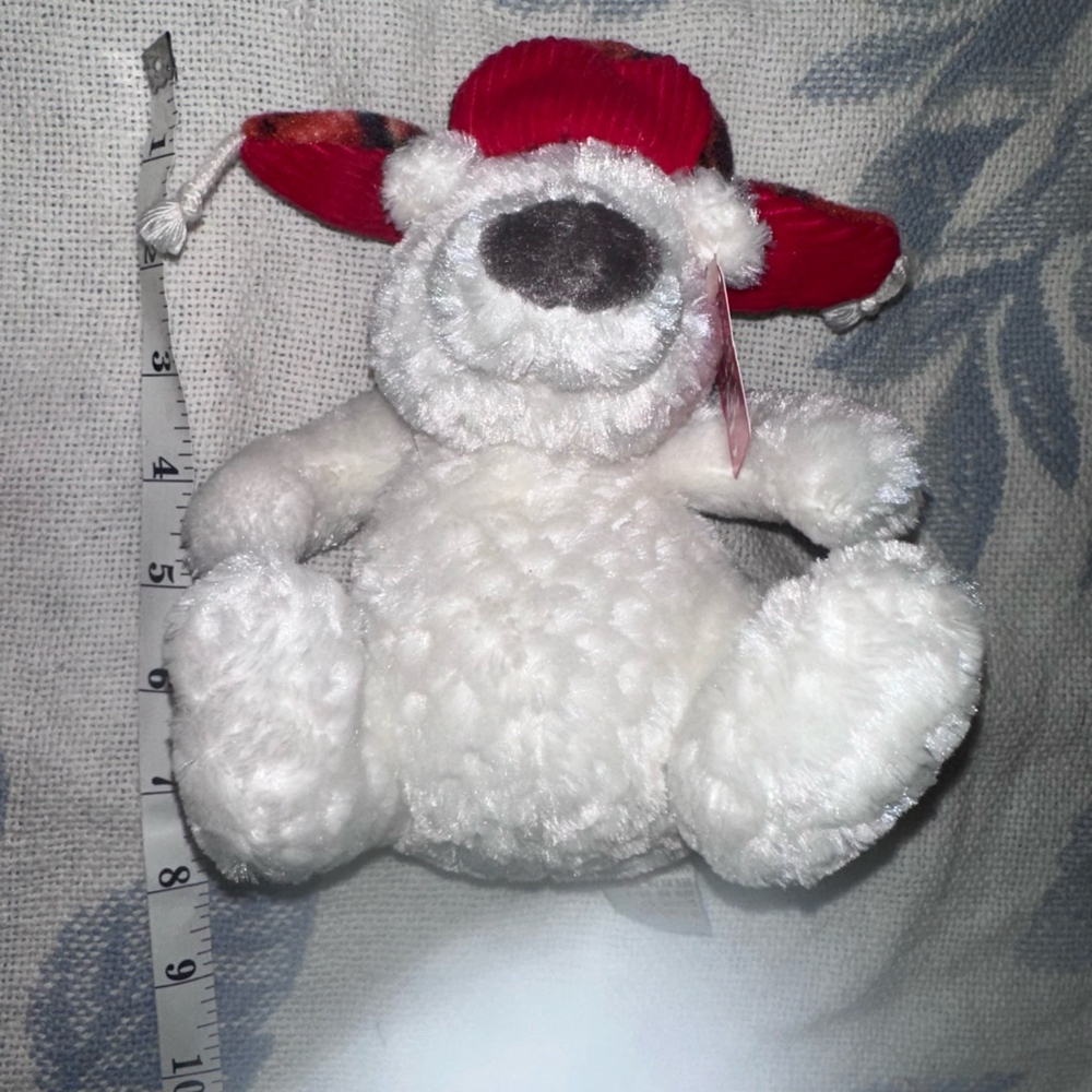 NOS Gund Yuri Teddy Bear Plush Red Plaid Earflap Cap 7 Inch - Picture 6 of 6